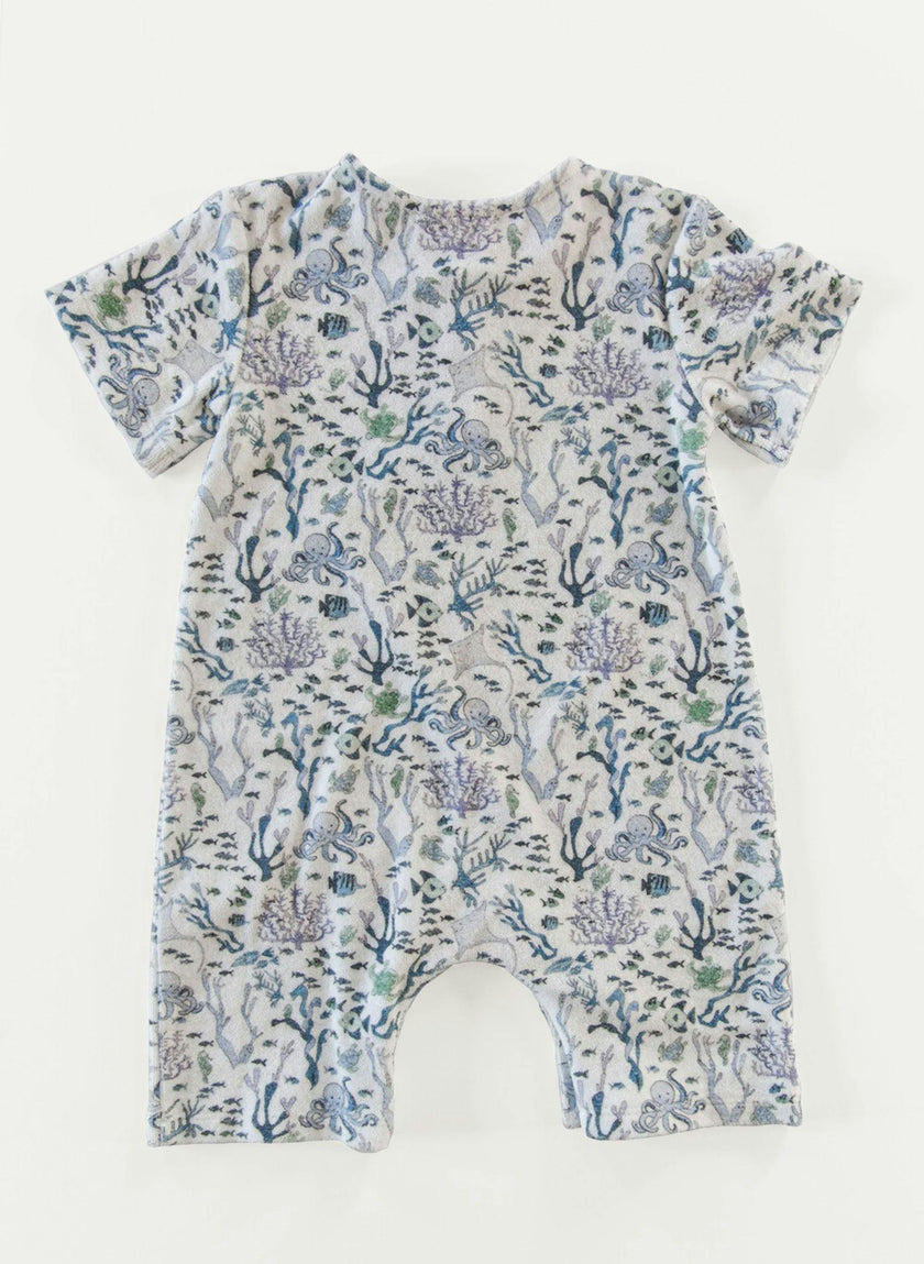 Walker Terry Romper - Coral Reef