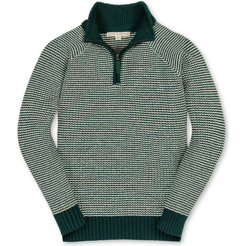 Organic Long Sleeve Half Zip Raglan Ski Sweater, Green