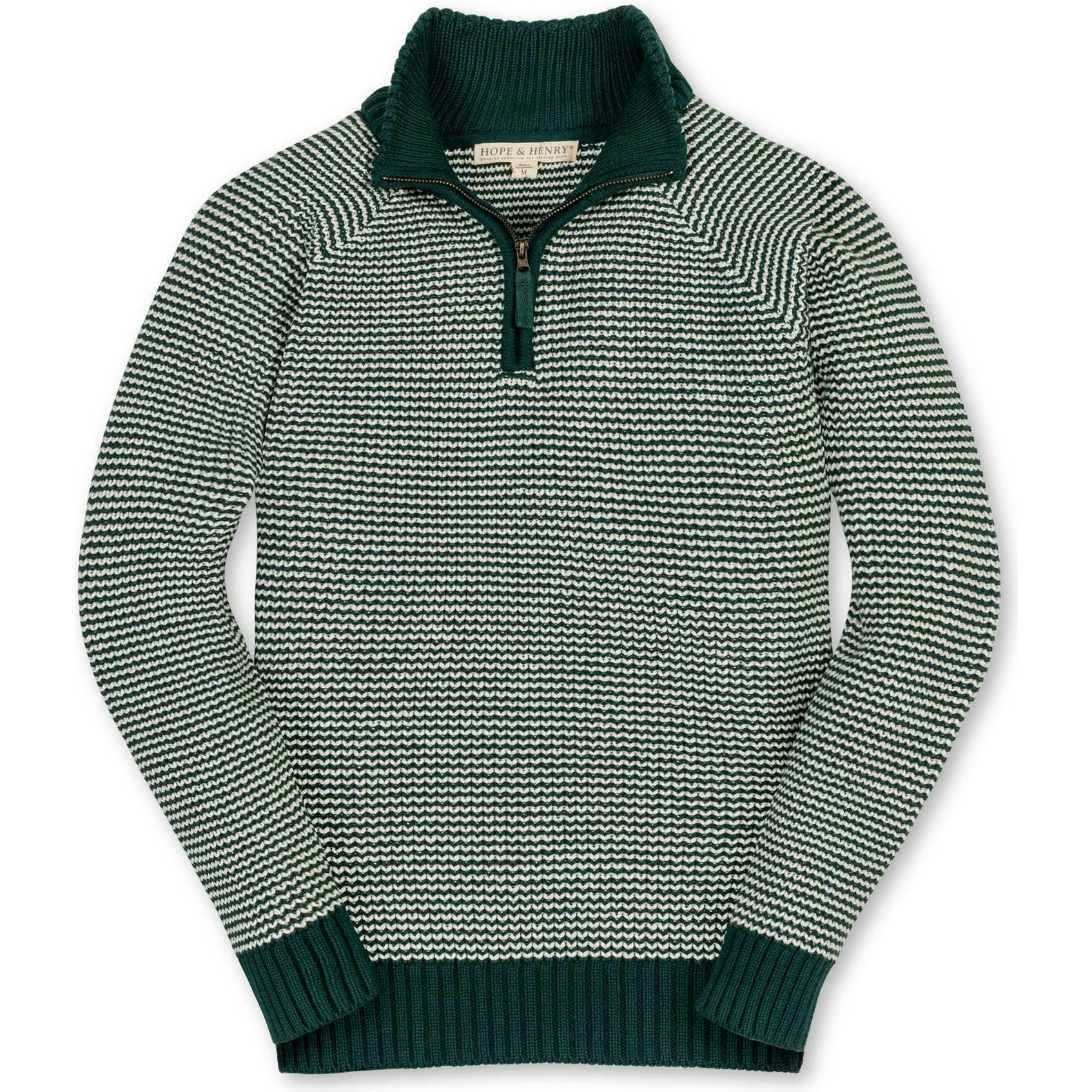 Organic Long Sleeve Half Zip Raglan Ski Sweater, Green