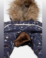 Baby Snug One Piece Snowsuit Adapted For Car Seats Blue Printed Teddy Bears