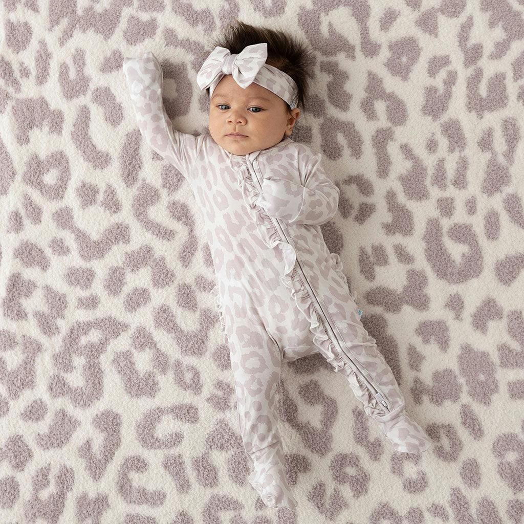 Laurel Leopard Footie Ruffled Zippered One Piece