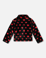 Faux Fur Short Coat with Hearts