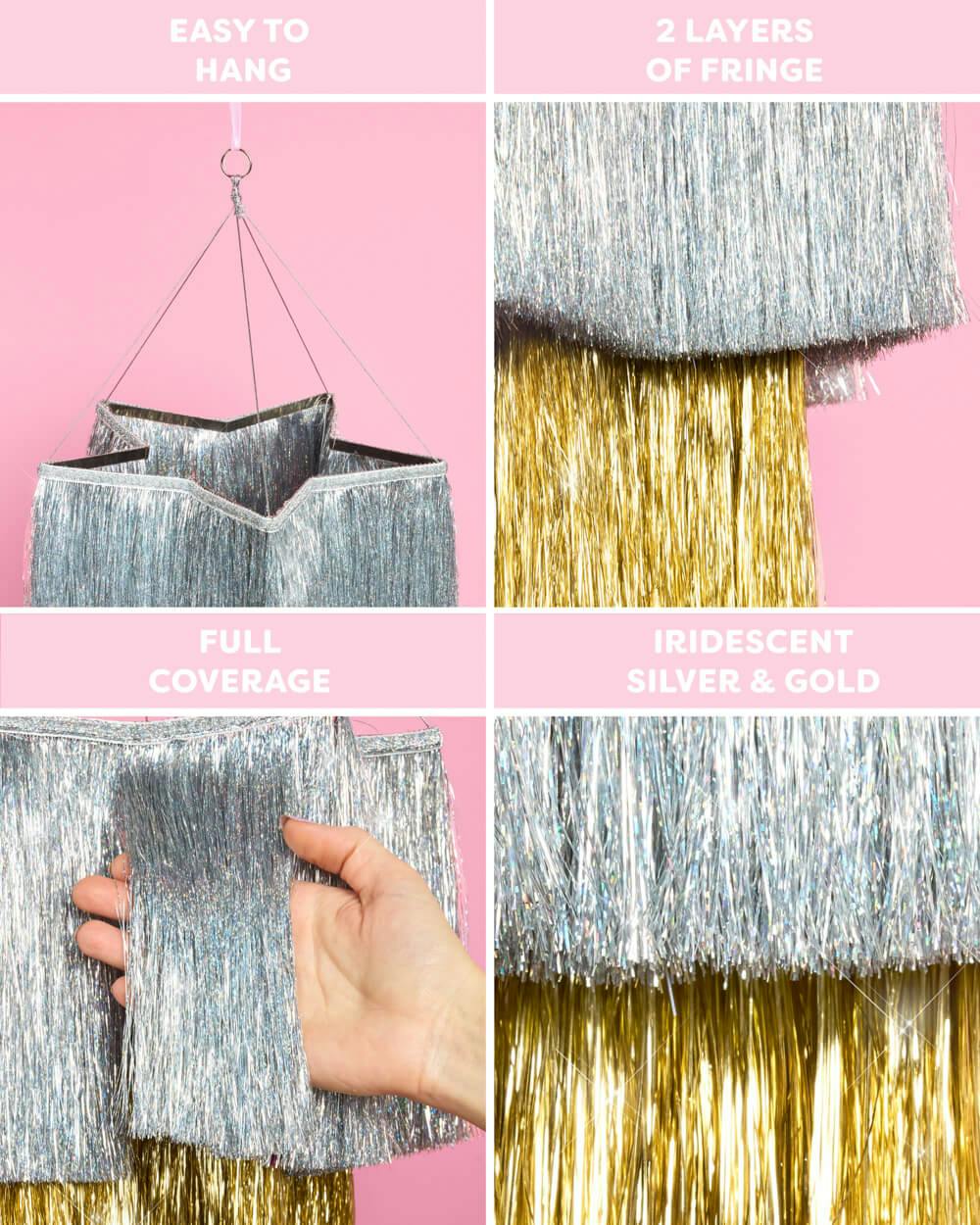 Starstruck Fringe Chandelier - silver + gold