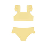 girls buttercream stripe ruffle tie back bikini