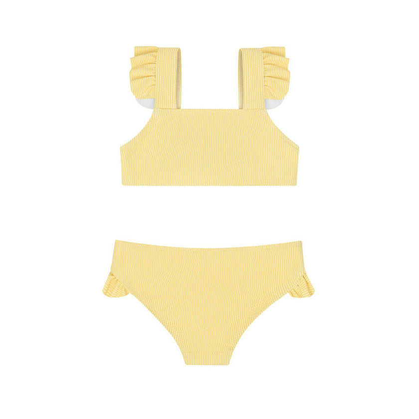 girls buttercream stripe ruffle tie back bikini