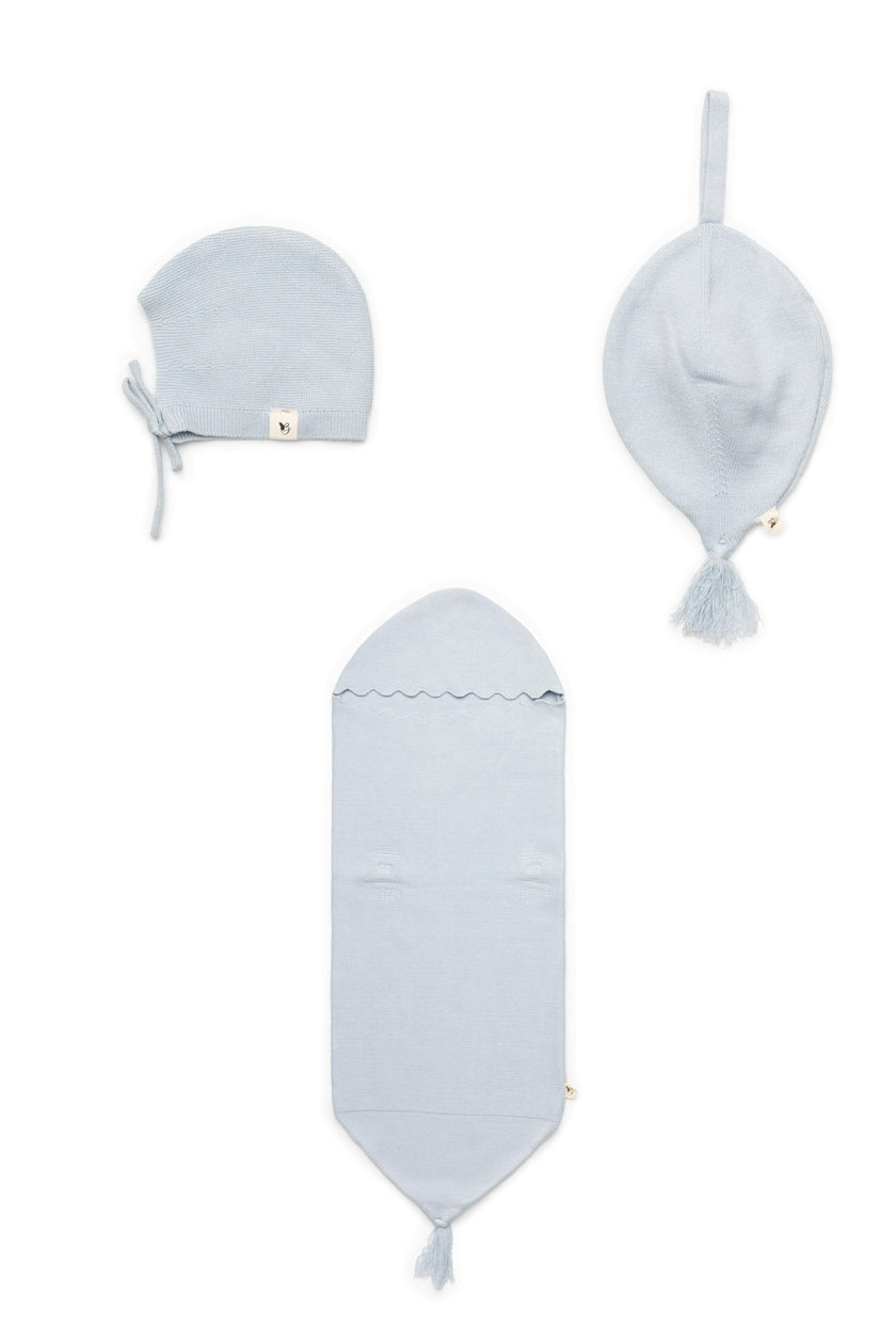 Knit Cocoon, Bonnet, and Lovie Three Piece Knit Set