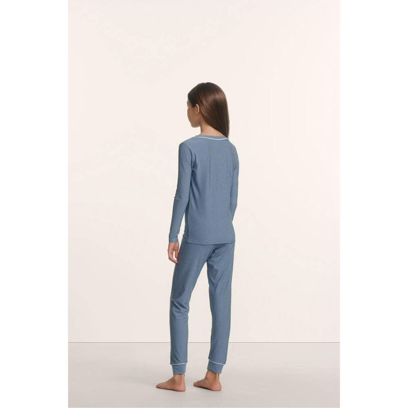 Kids Printed TENCEL™ Modal Unisex Long PJ Set, Blue