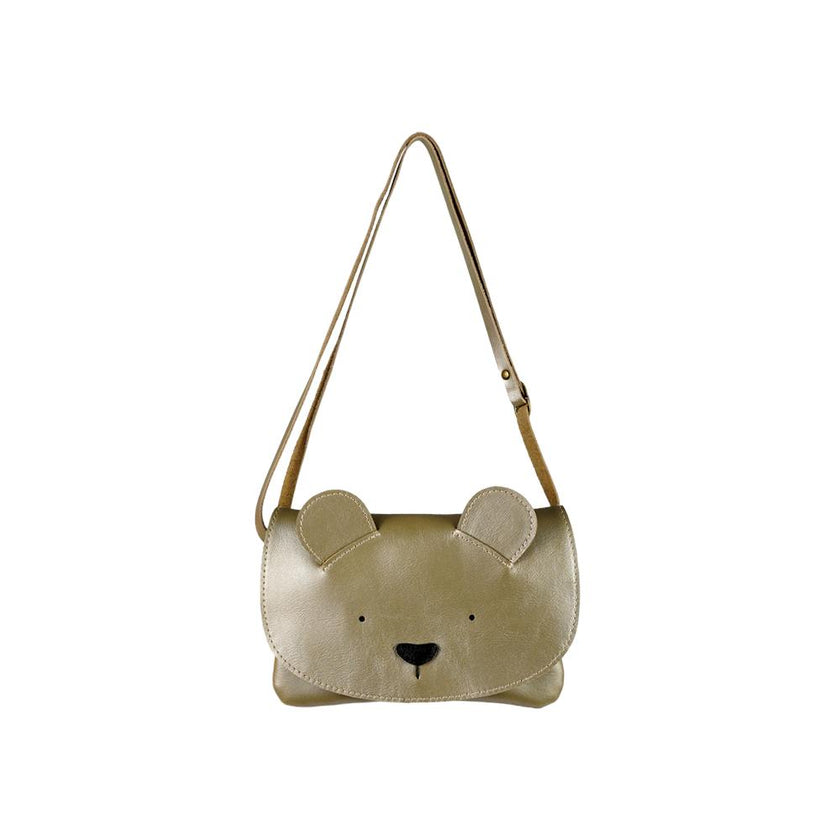 Alaula Purse | Bear | Champagne Metallic Leather