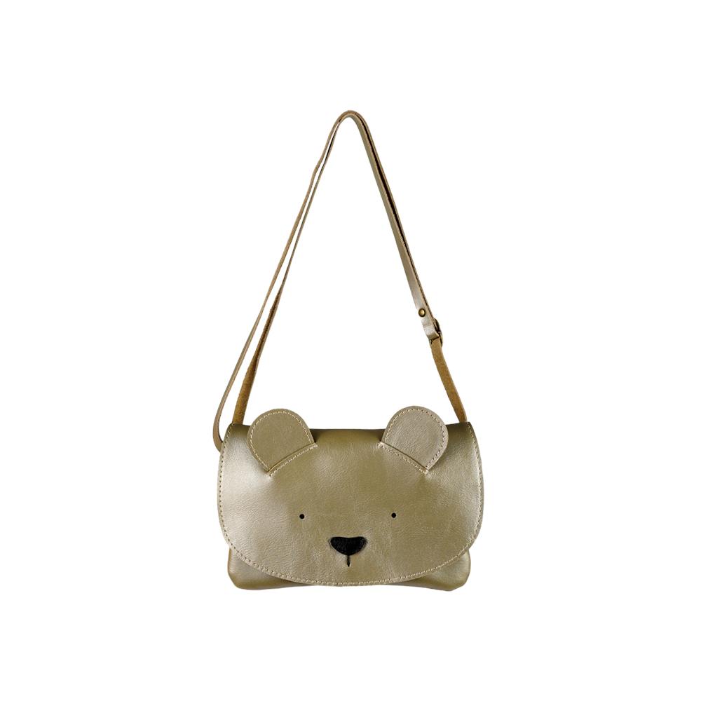 Alaula Purse | Bear | Champagne Metallic Leather