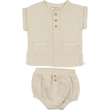 Pockets and Pleats Ensemble Ivory & Taupe