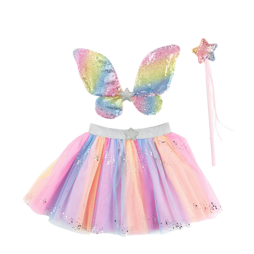 Rainbow Sequins Skirt w/Wings & Wand Size 5/6