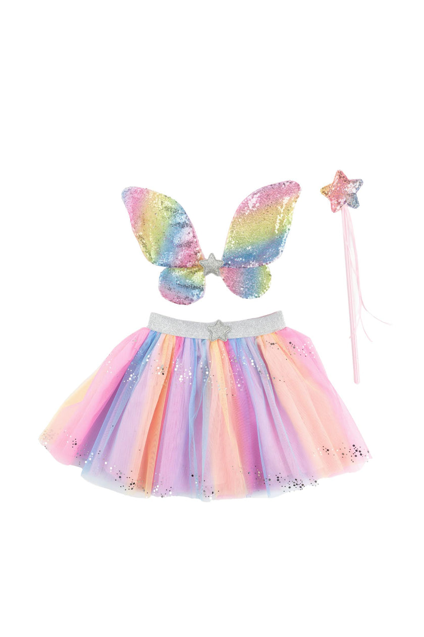 Rainbow Sequins Skirt w/Wings & Wand Size 5/6