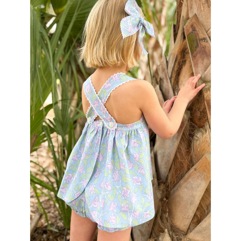 Swetes Bloomer Set in Blue with Lavender Bougainvillea