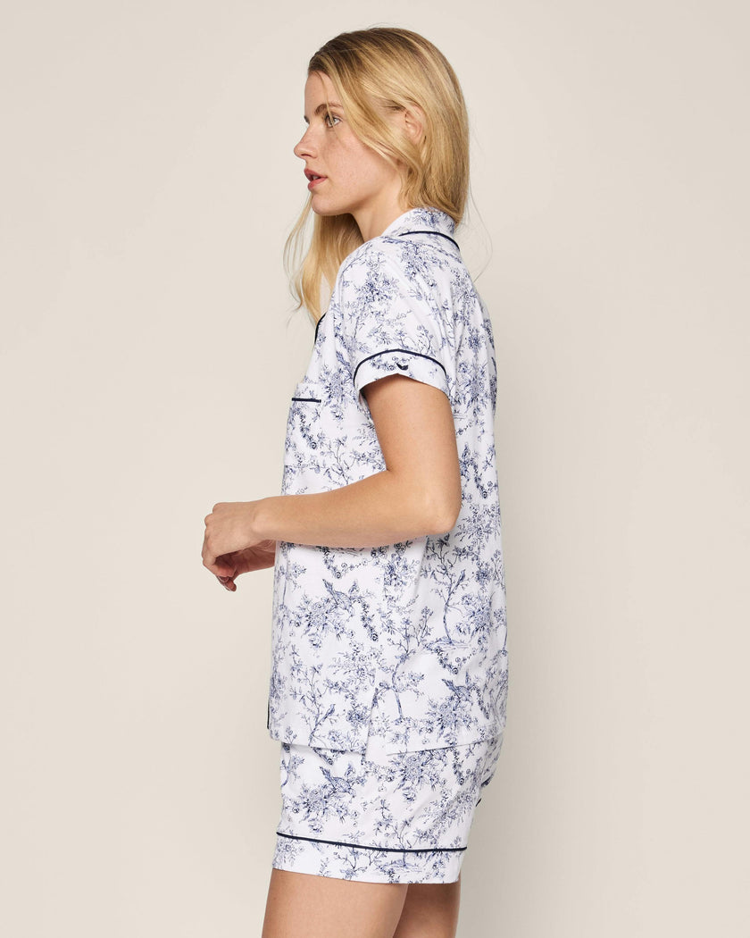 Women's Pima Short Sleeve Short Set in Timeless Toile