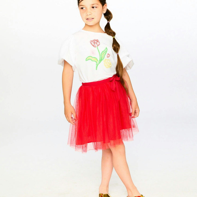 Mesh And Eyelet Skirt