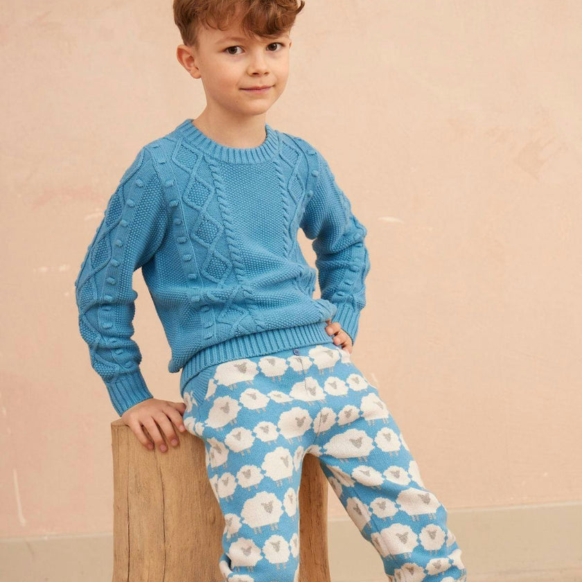 Cable Popcorn Jumper | Iceland Blue