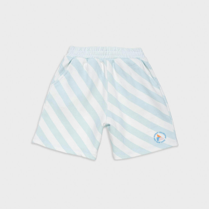 Organic Weekend Shorts in Sky Blue Stripe