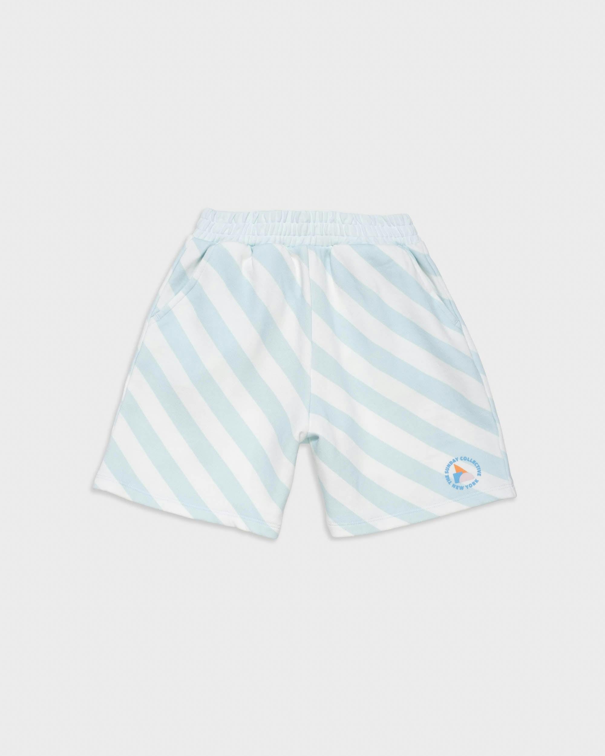 Organic Weekend Shorts in Sky Blue Stripe