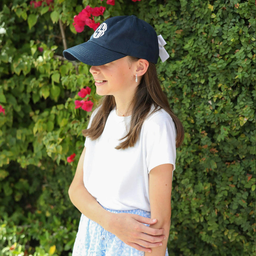 Customizable Bow Baseball Hat in Nellie Navy (Women)