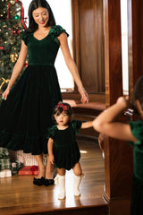 Baby Hattie Romper in Emerald Velvet