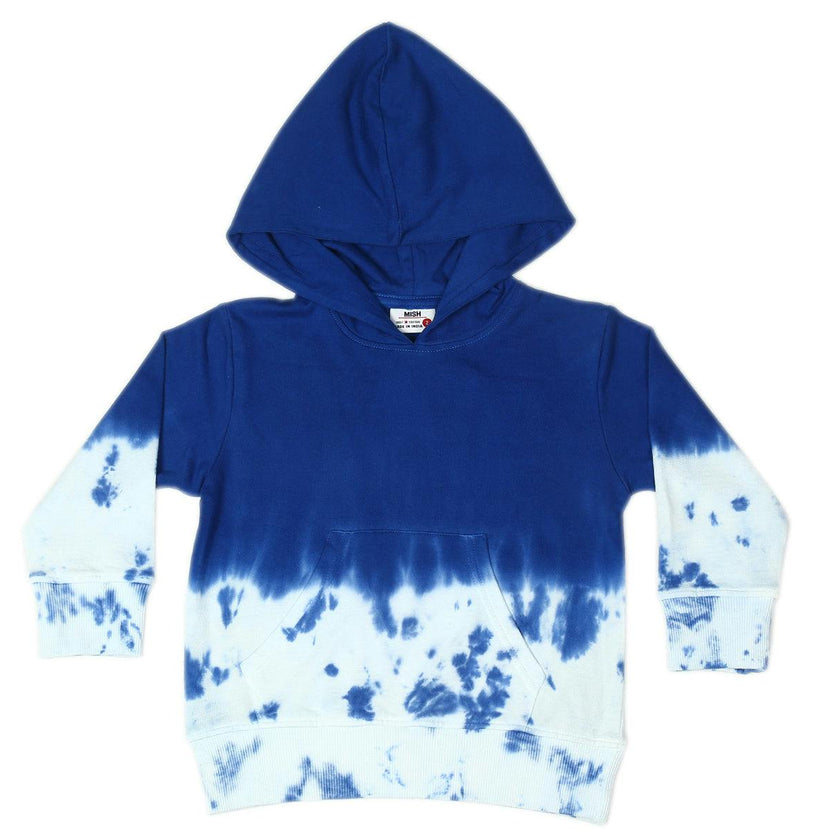 Kids Tie Dye Pullover Hoodie - Cobalt