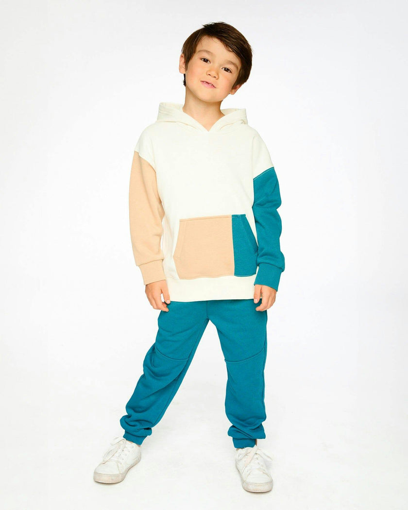 French Terry Sweatpants With Cross Seams Dark Turquoise
