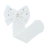 Pearl Ribbon Rhinestone Bow Socks