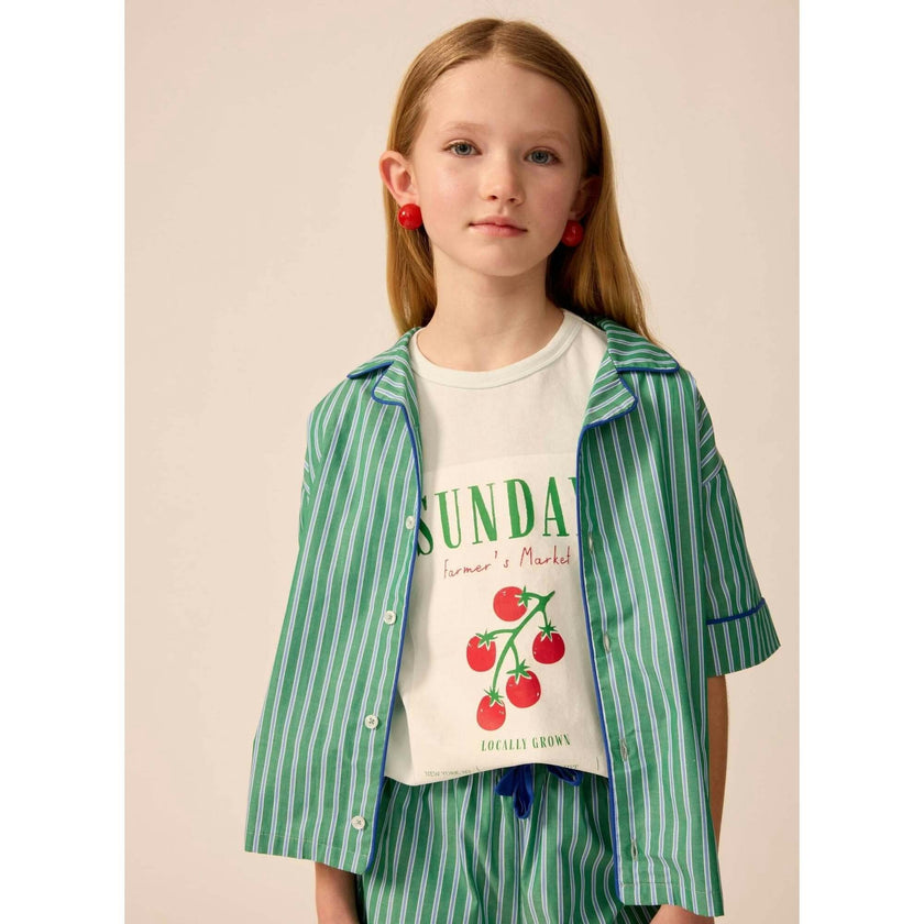 Bowling Shirt in Cucumber Stripe