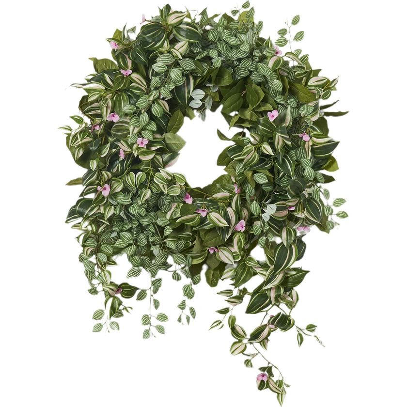 Wild Vines - Mixed Foliage, Peperomia Leaf & Wandering Dude All Season Greenery Front Door Wreath