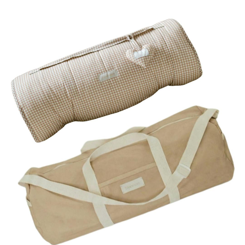 BLOOMERE  Nap Mat Set (Brown Gingham Beige Bag)