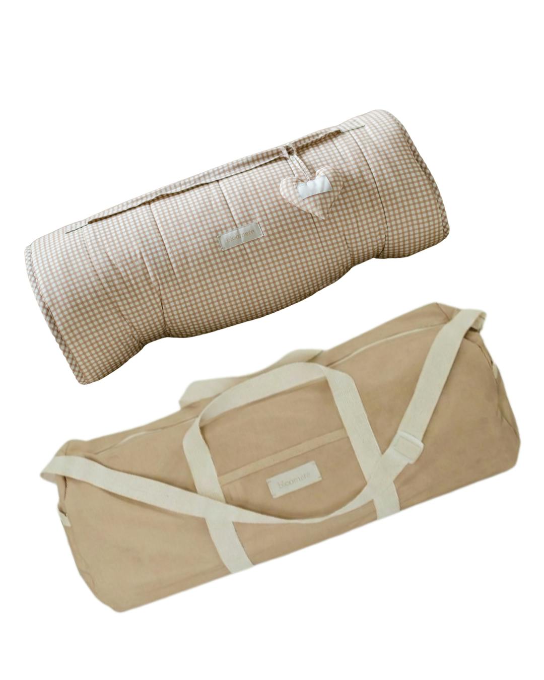 BLOOMERE  Nap Mat Set (Brown Gingham Beige Bag)