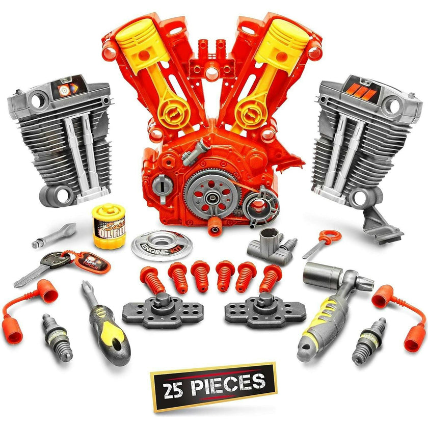 Tuff Tools: Engine Overhaul Pretend Play Toy - 25 Piece Playset w/ Lights & Sounds