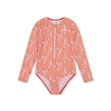 UV Swimsuit Girls With Long Sleeves - Red - Lobster Bay