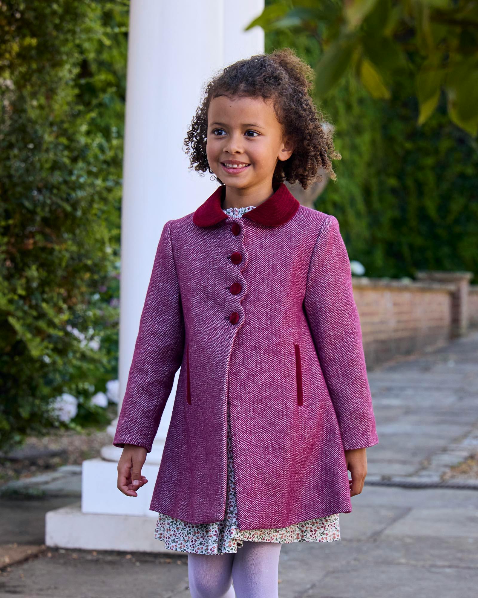 Matilda Swing Coat in Plum Herringbone