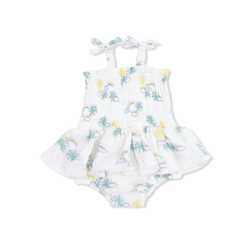 Palm Trees and Rainbows - Smocked Bubble with Skirt
