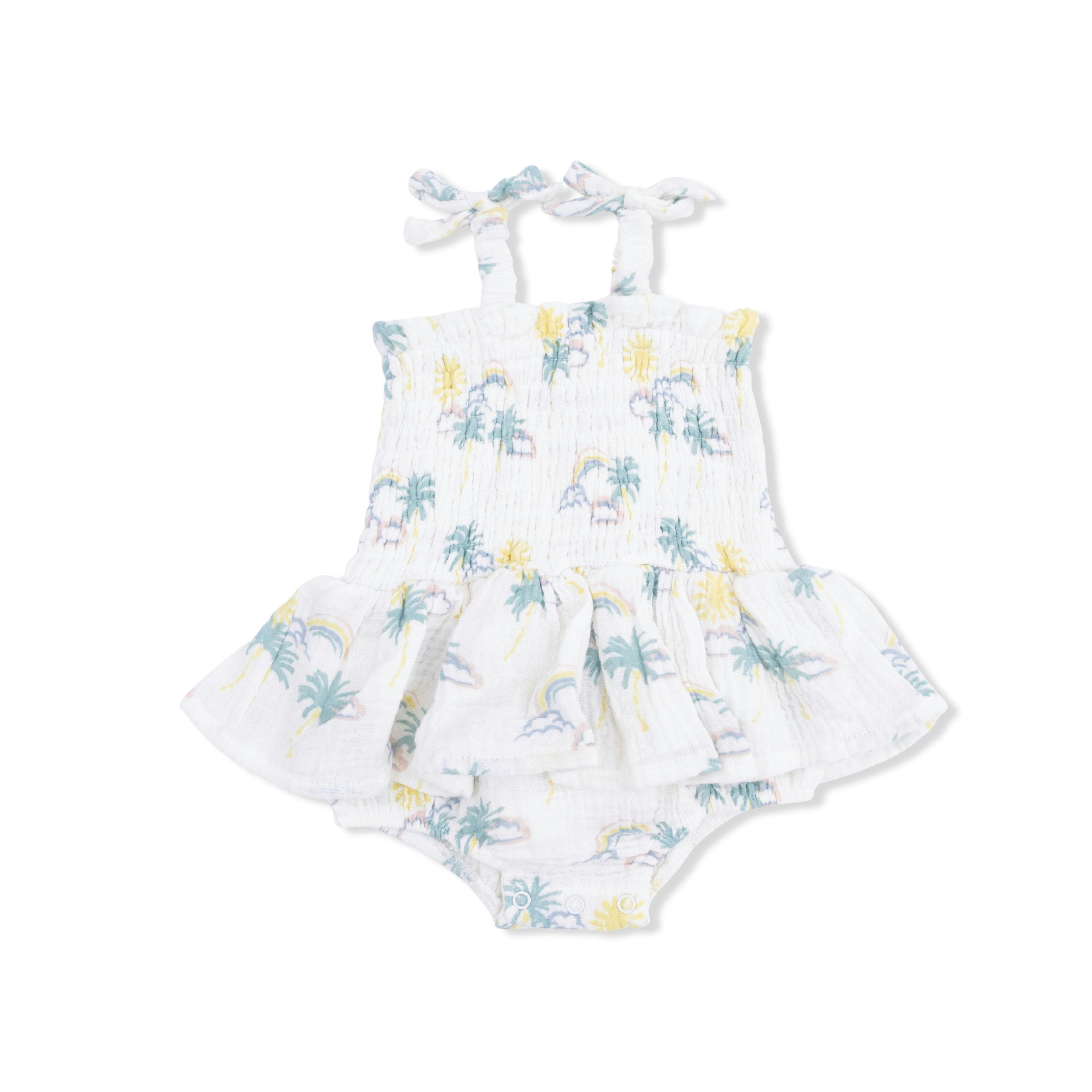 Palm Trees and Rainbows - Smocked Bubble with Skirt