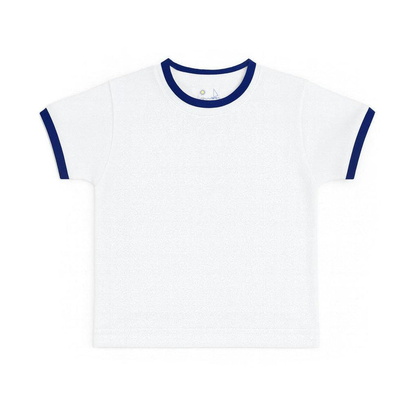 White T-Shirt With Navy Tipping
