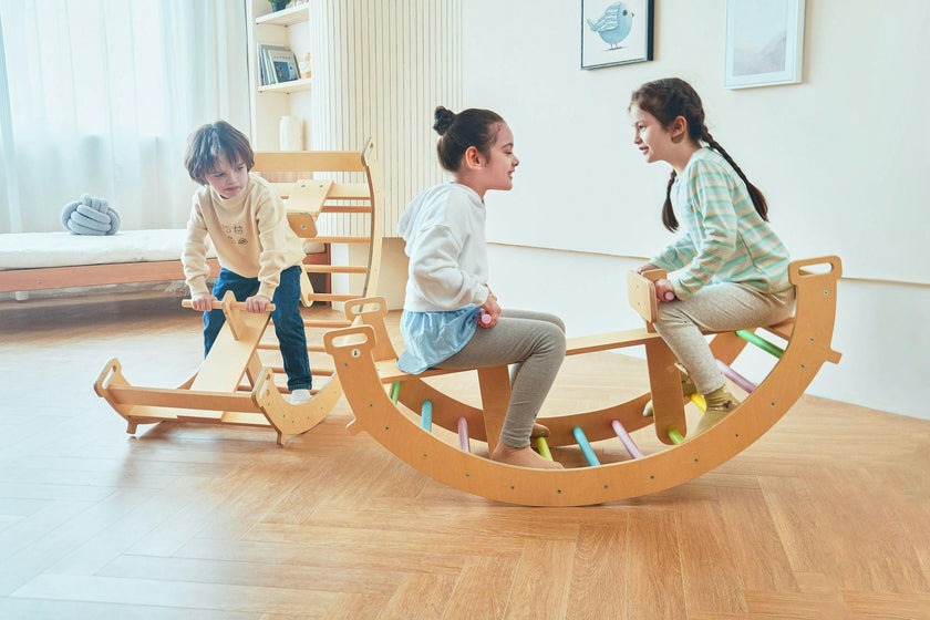 Bailis | 3-in-1 Wooden Climbing Arch, Rocker and Seesaw for Toddlers