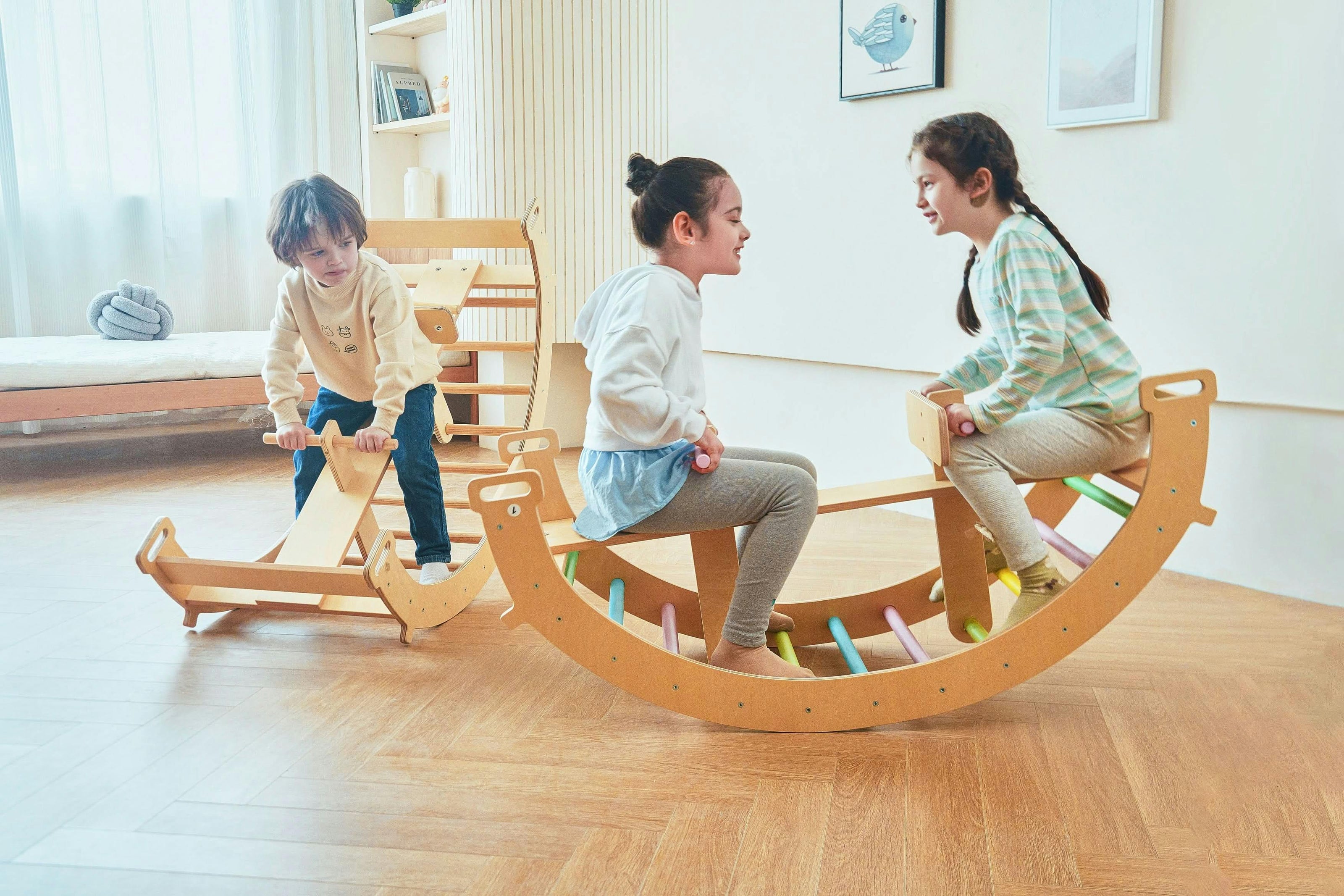 Bailis | 3-in-1 Wooden Climbing Arch, Rocker and Seesaw for Toddlers
