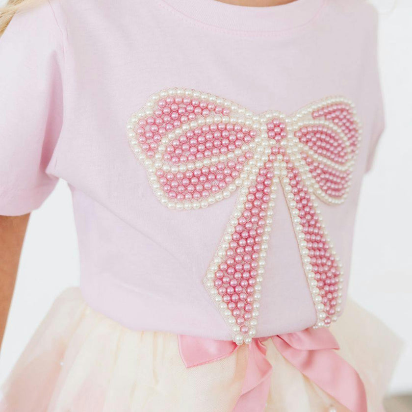 Pearl Bow Patch Short Sleeve T-Shirt