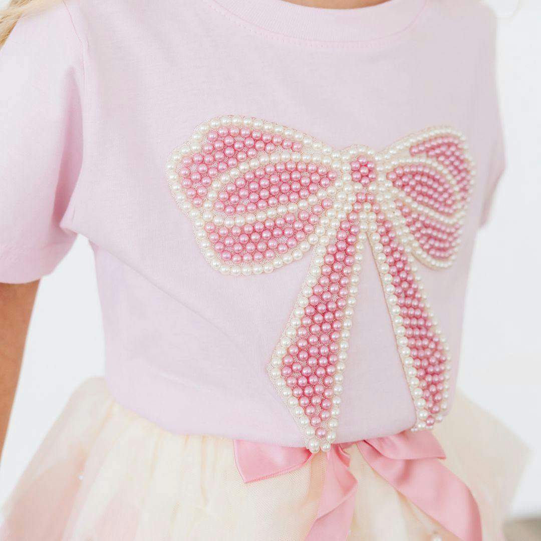 Pearl Bow Patch Short Sleeve T-Shirt