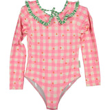 Gingham stars long sleeve swimsuit