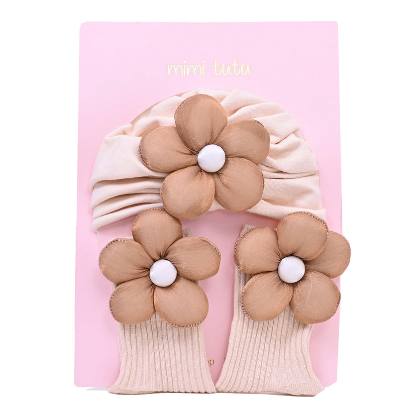Brown Flower Beige Accent Gift Set
