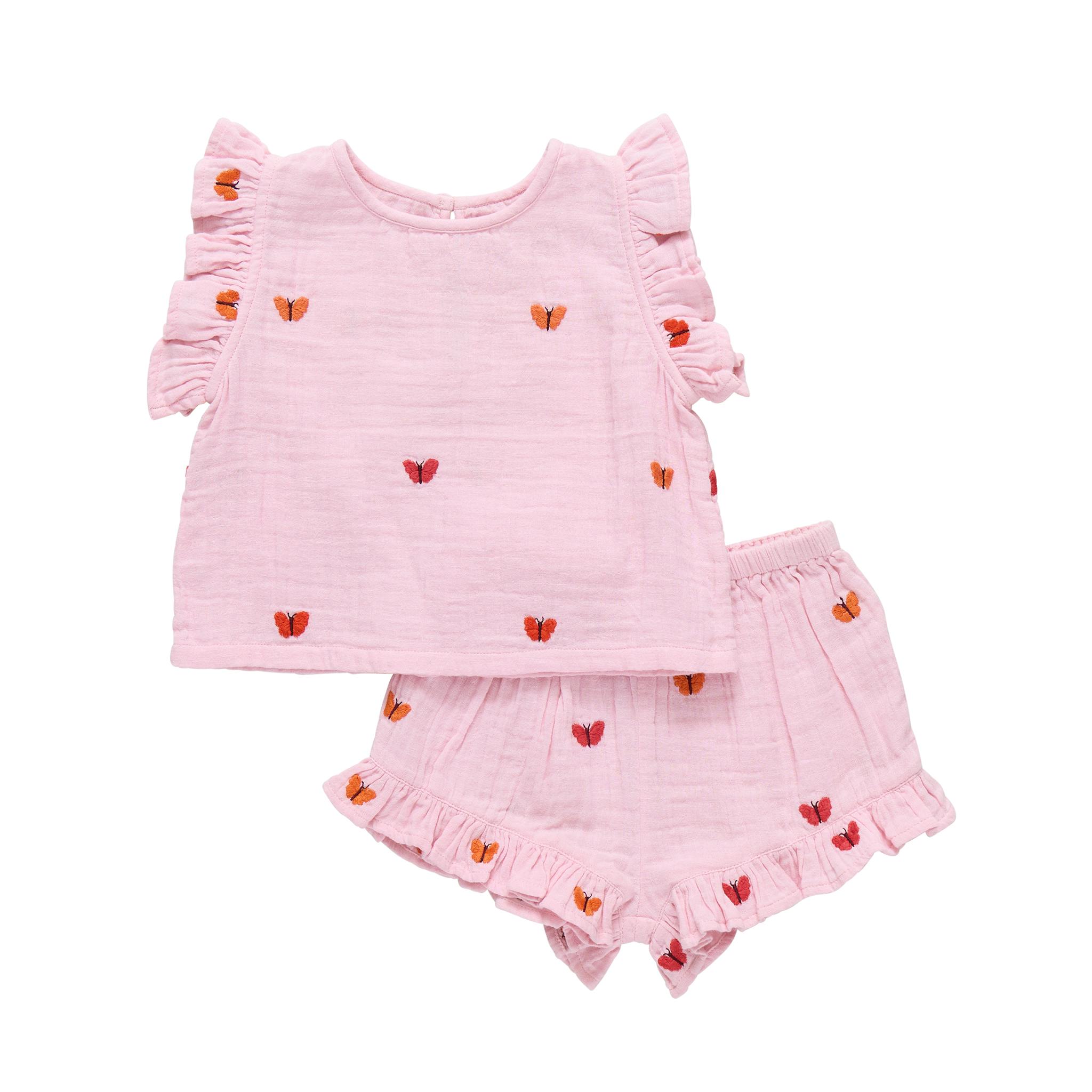 Baby Girls Roey 2-PC Set - Butterfly Embroidery