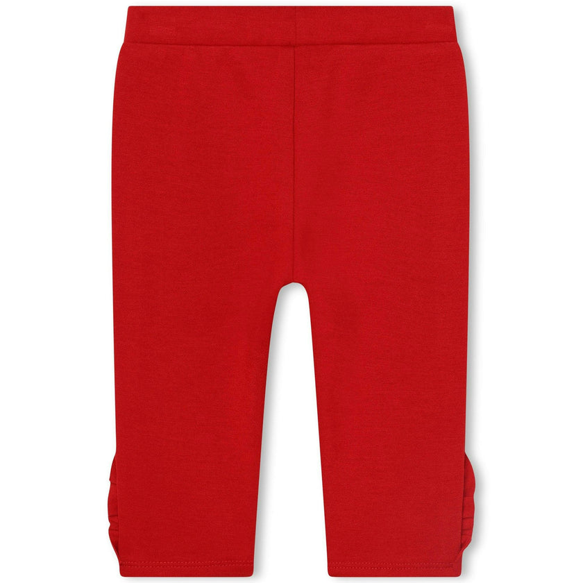 Red Ruffle Knit Trousers