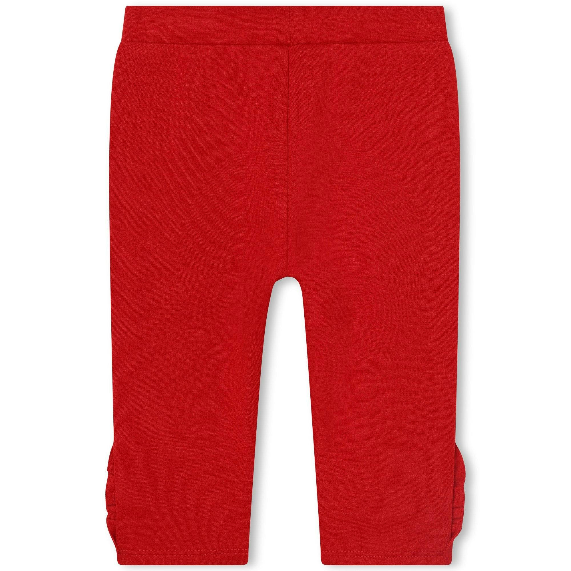 Red Ruffle Knit Trousers