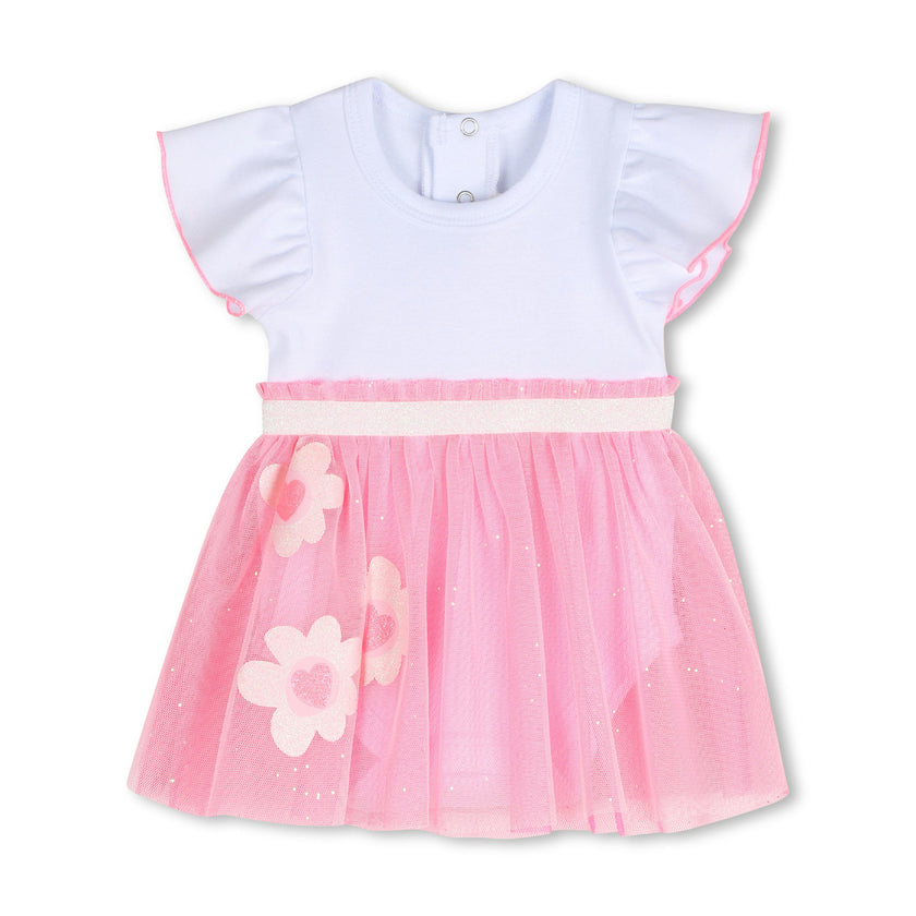 White & Pink Floral Baby Dress
