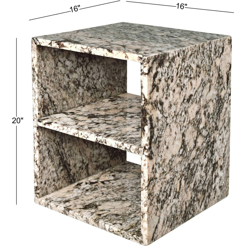 Sloane 20" Modern Natural Marble Handmade Rectangular 2-Shelf End Table