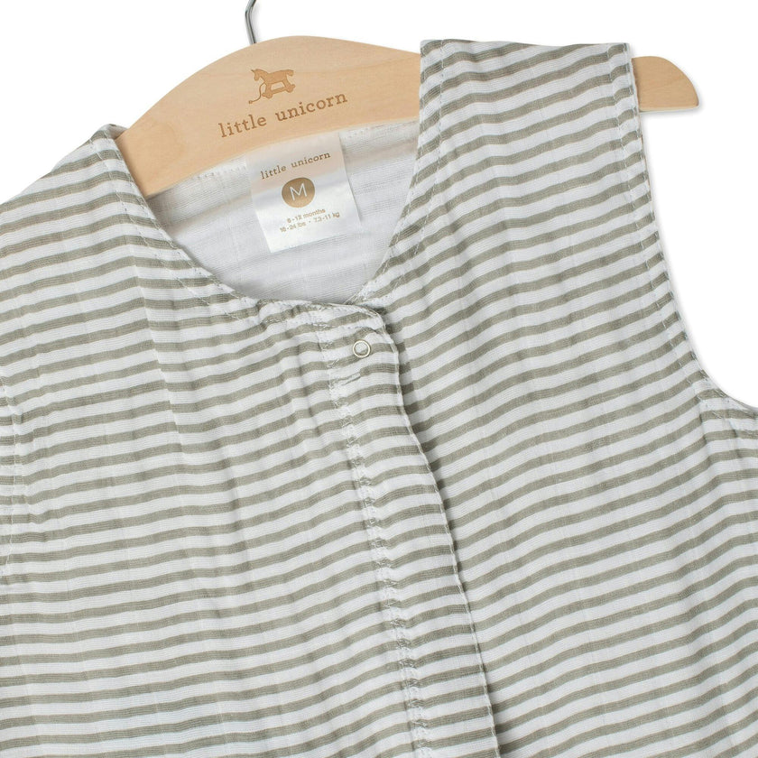 Cotton Muslin Sleep Bag - Grey Stripe