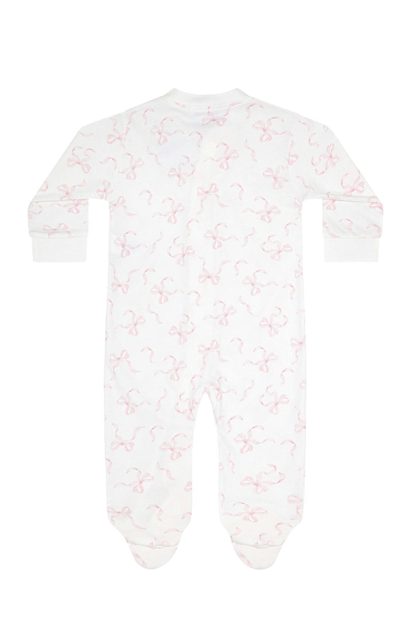 Charming Bows Print Zipper Footie